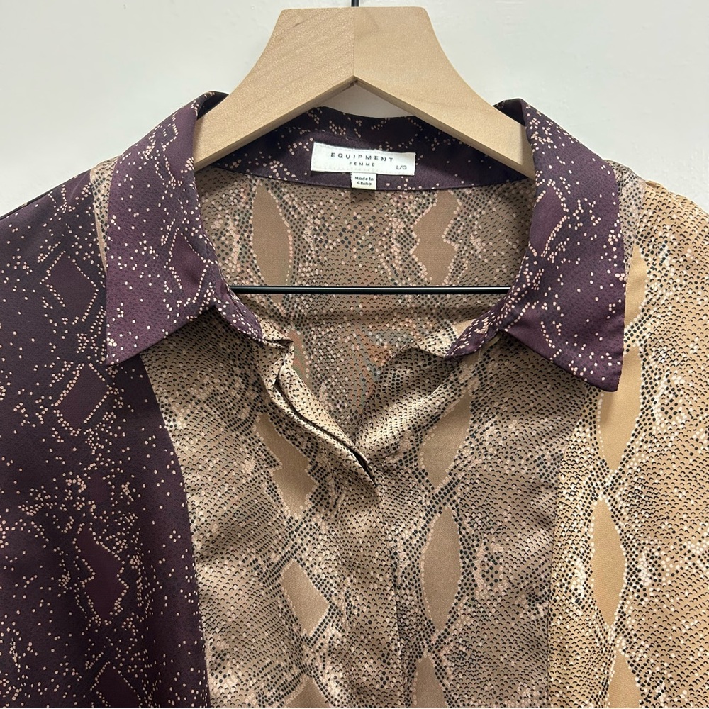 Equipment Femme Paneled Multicolor Snake Print Button Down Shirt - Picture 3 of 8